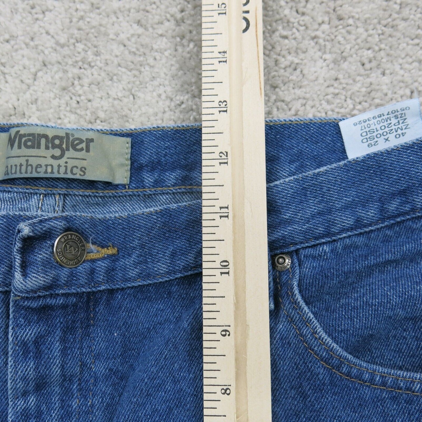 Wrangler Mens Jeans Straight Leg Denim Mid Rise 100% Cotton Blue Size W40XL29