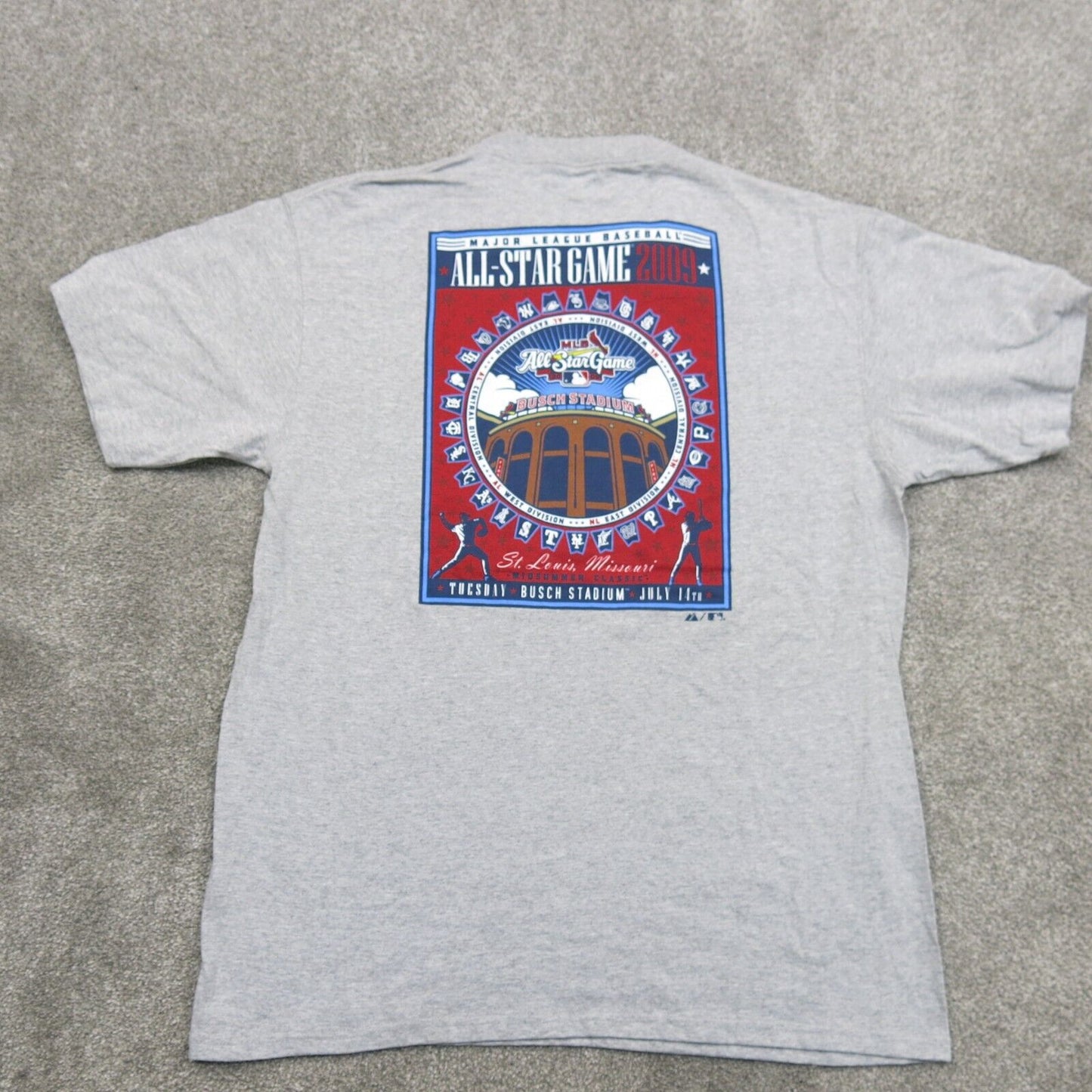 Majestic Tee Mens Heather Gray Large All Star Game Short Sleeve Crew Neck Cotton