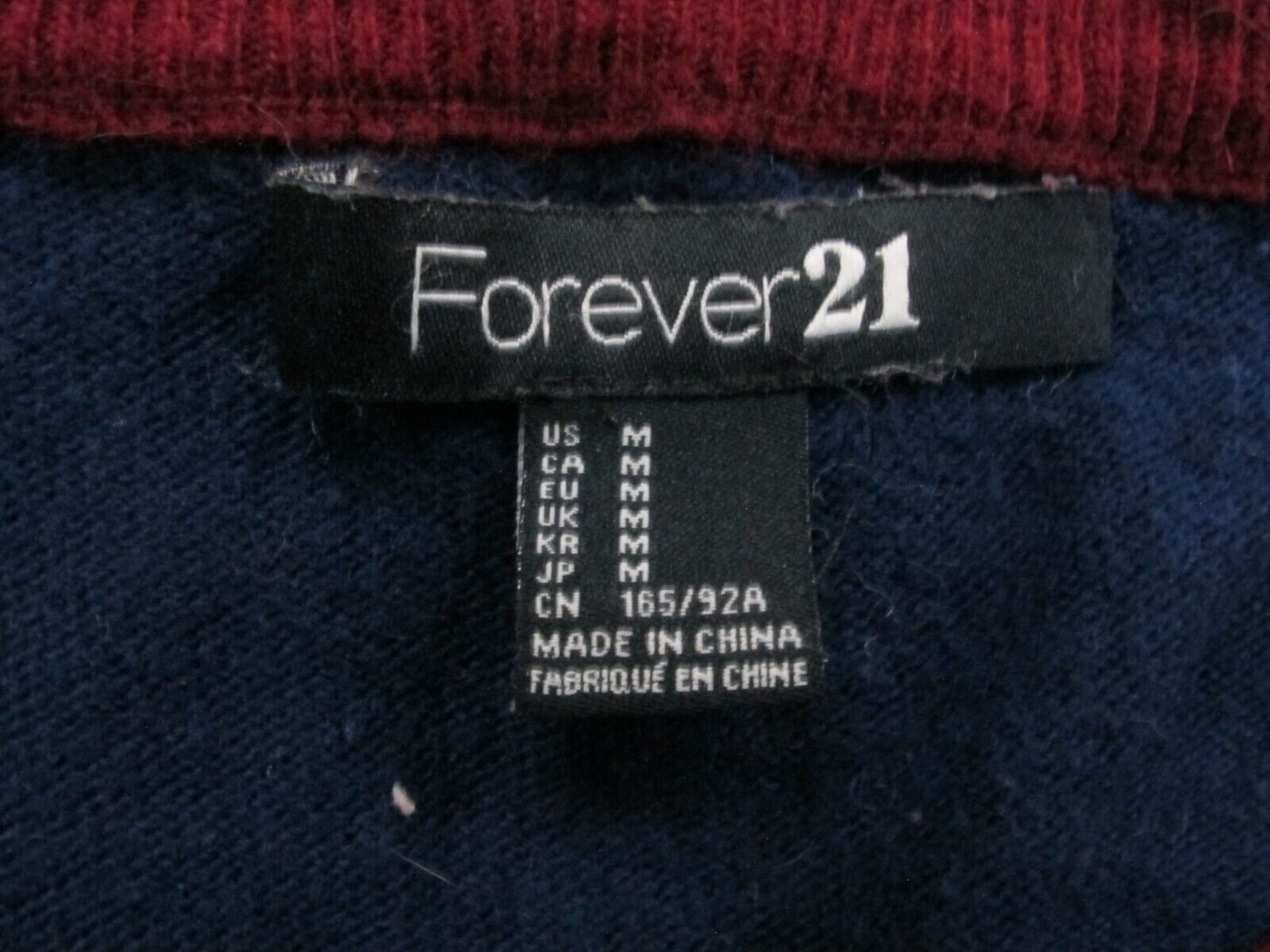 Forever 21 Womens Pullover Sweater Long Sleeves Striped Blue Red Size Medium
