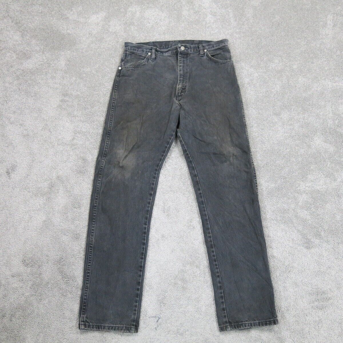 Wrangler Mens Jeans Straight Leg Jeans High Rise 100% Cotton Black Size W13XL32