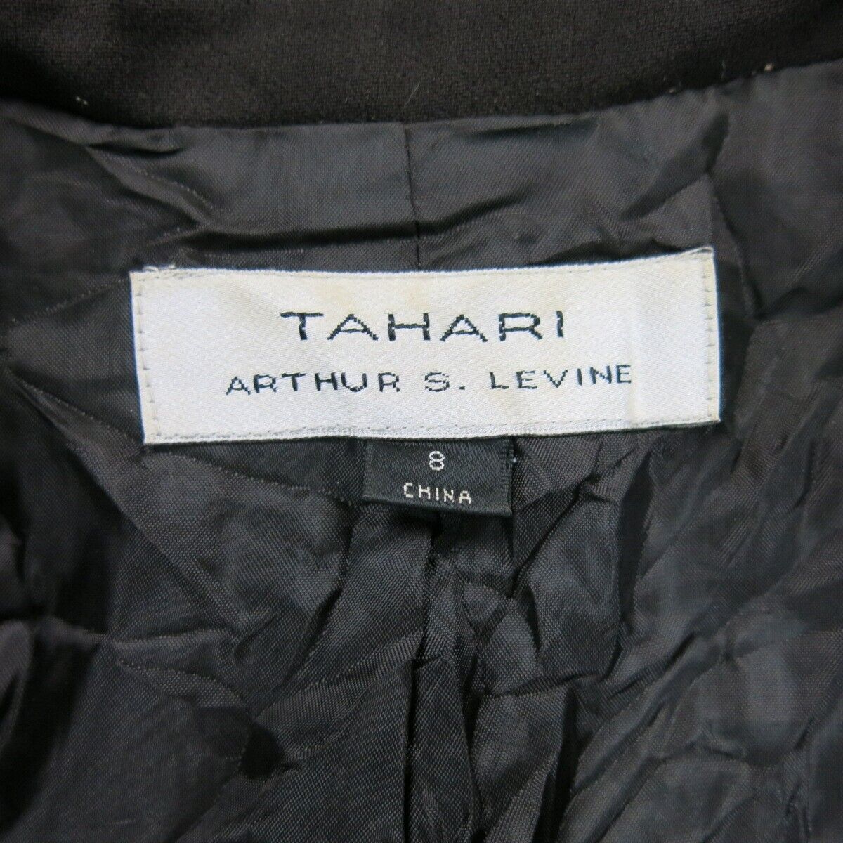 Tahari Womens Blazer Coat Single Breasted Long Sleeve Pockets Black Size 8
