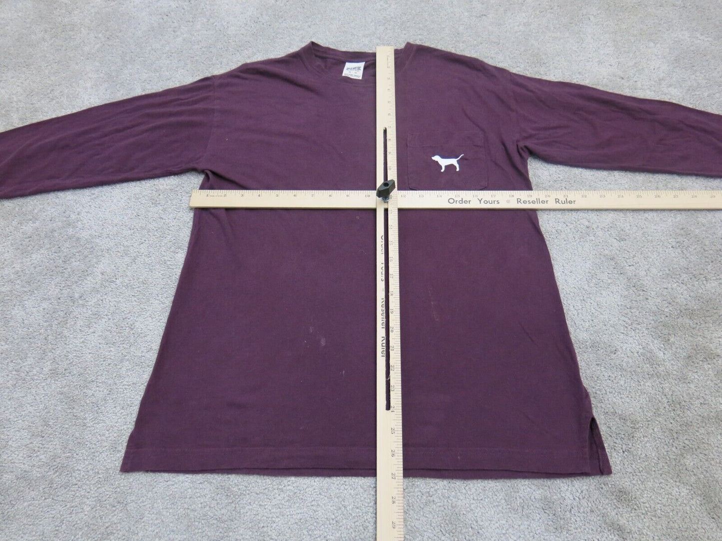 Victoria Secret Women Knitted Top 100% Cotton Crew Neck Pocket Maroon SZ X Small