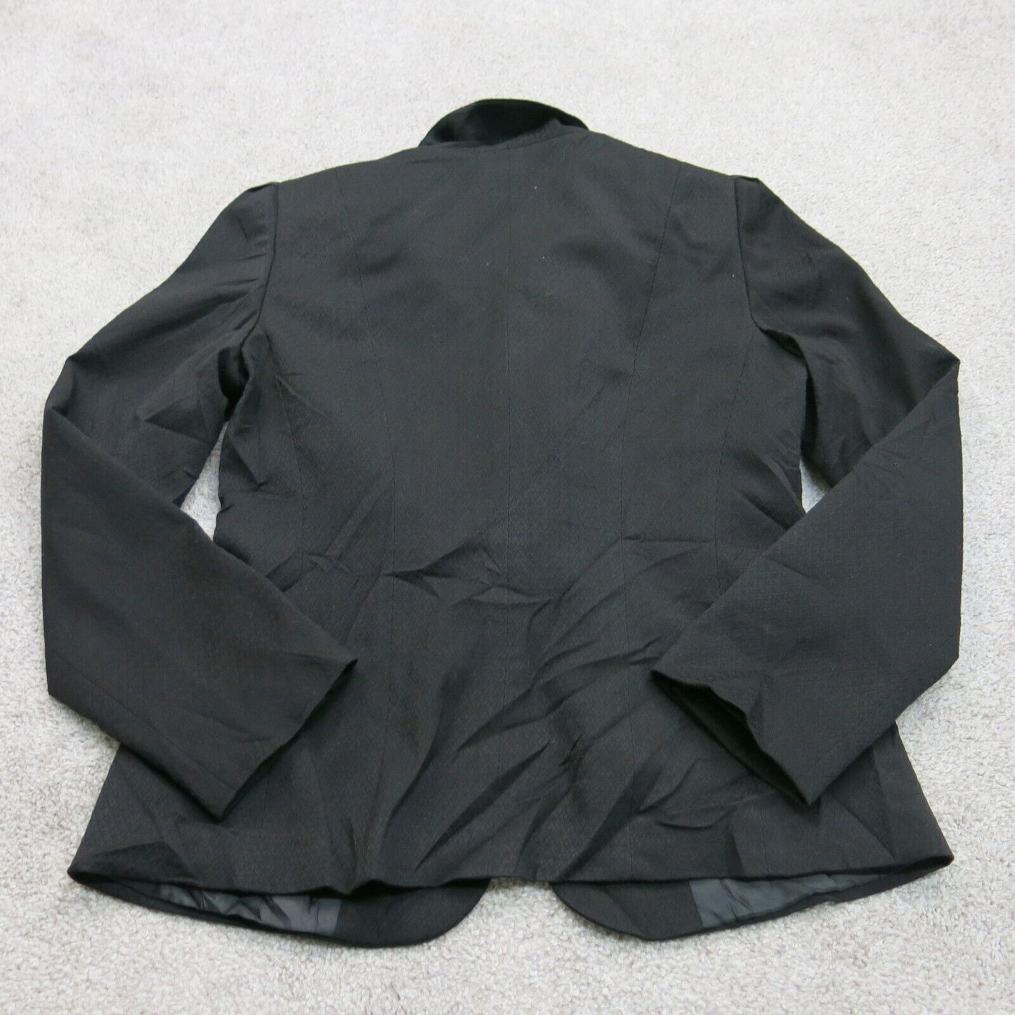Tahari Womens Blazer Coat Single Breasted Long Sleeves Pockets Black Size 8