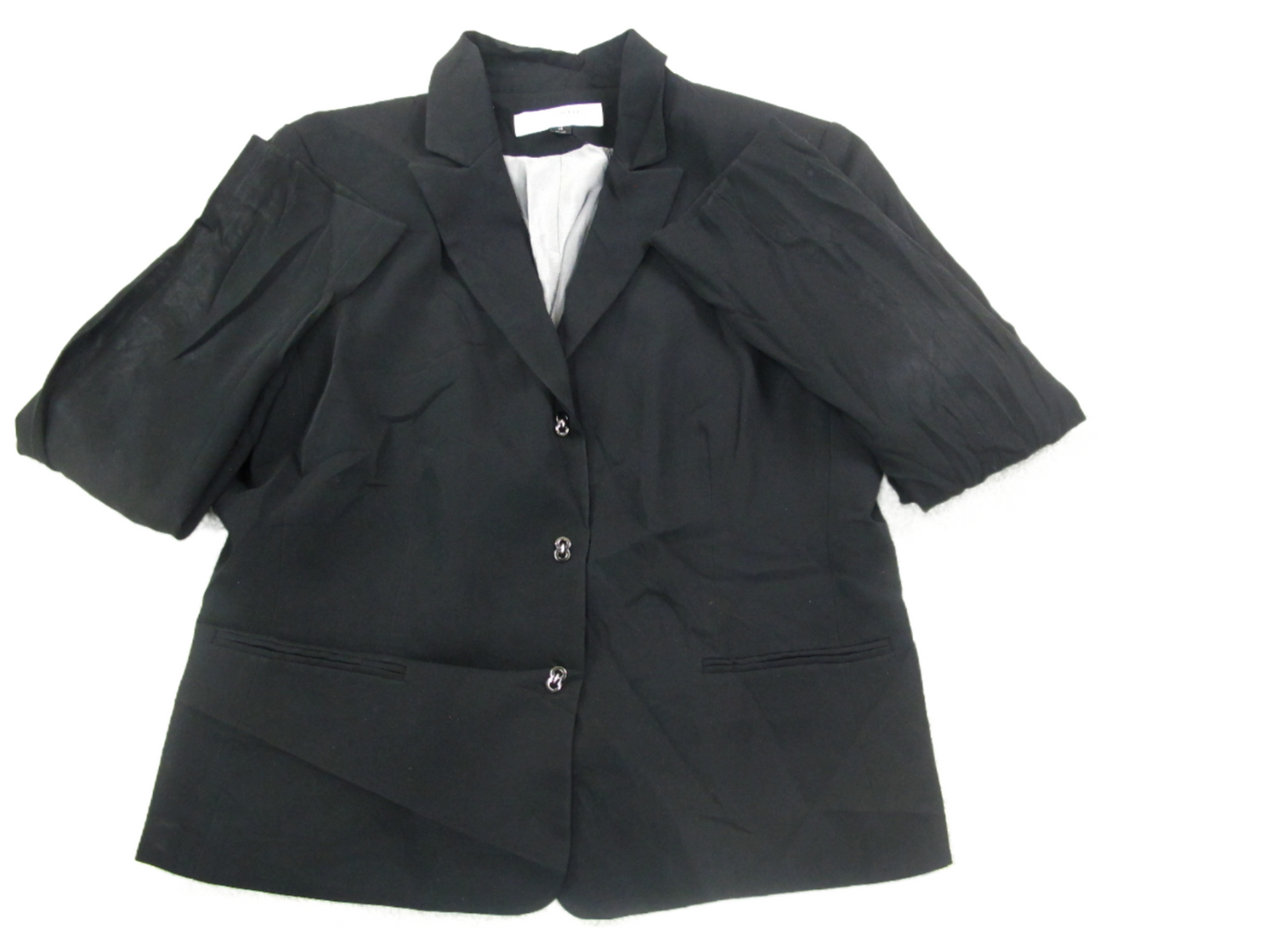 Tahari Womens Blazer Coat Long Sleeves Front Button Pockets Black Size 14