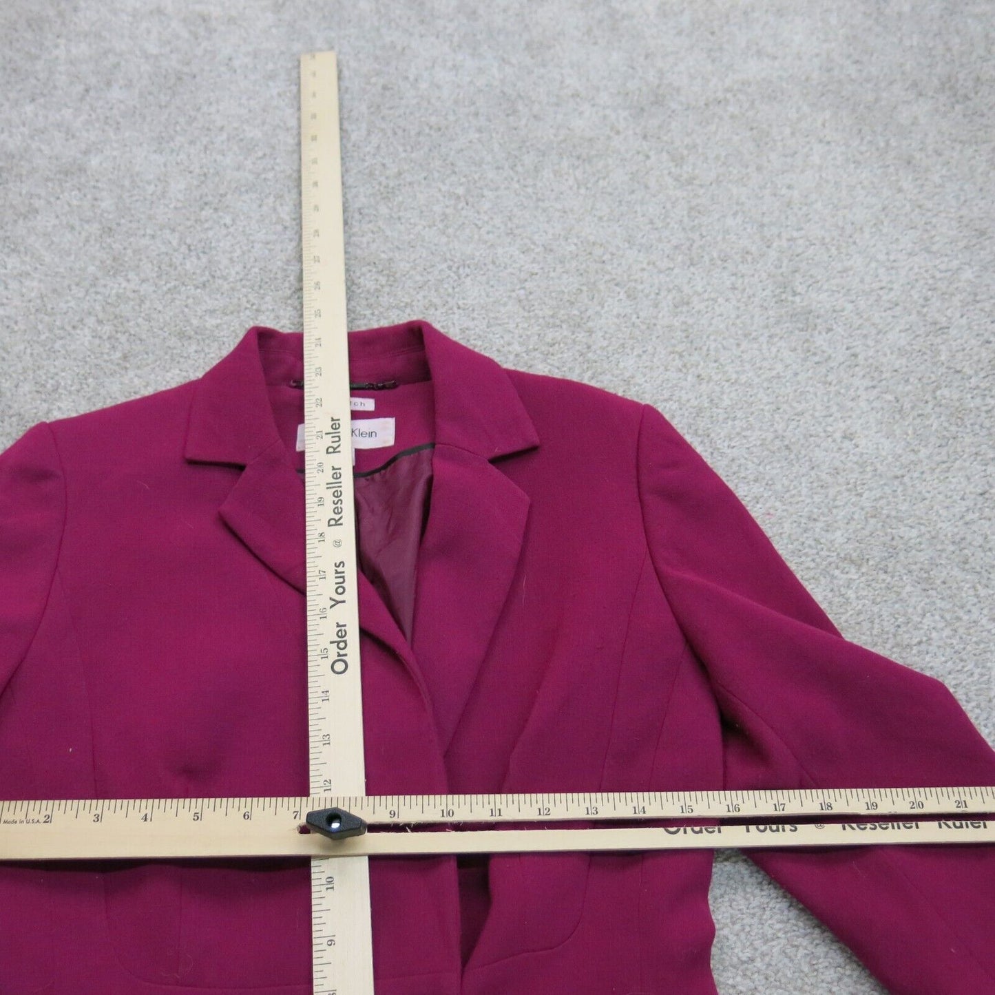Calvin Klein Womens Double Breasted Coat Stretch Long Sleeves Maroon Size 2
