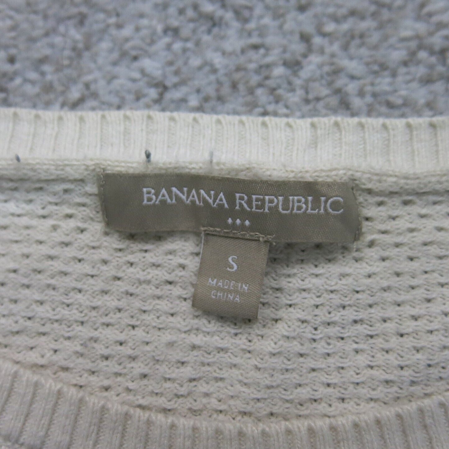 Banana Republic Womens Pullover Sweater Long Sleeve Crew Neck White Black Size S