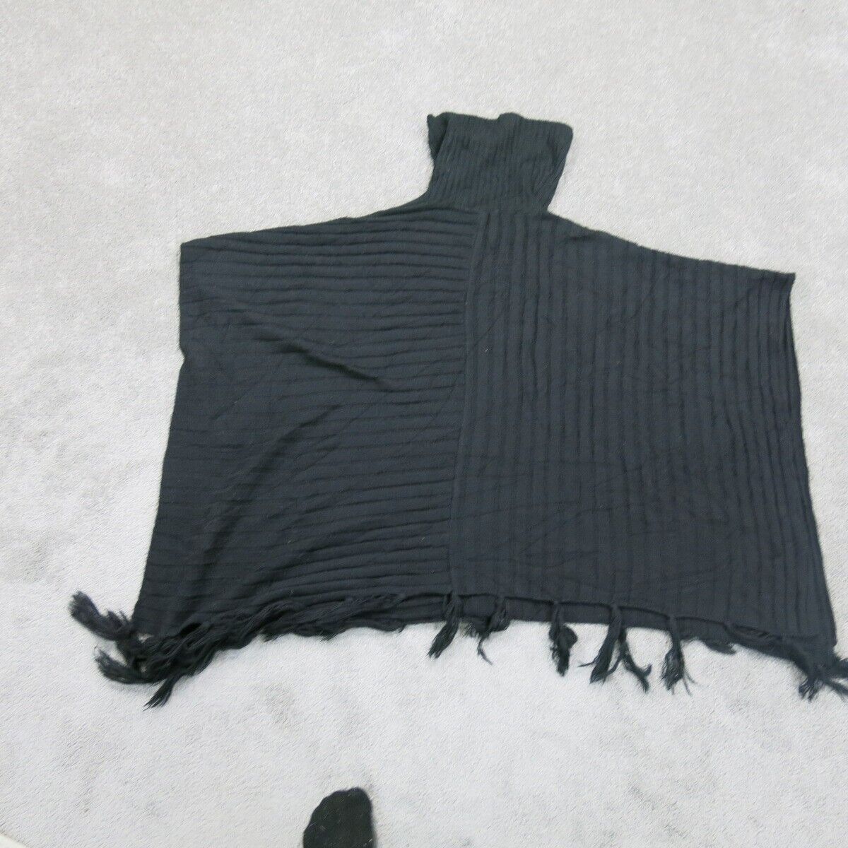 The Limited  Womens Knitted Poncho Top High Neck Raw Hem Black Size X Small