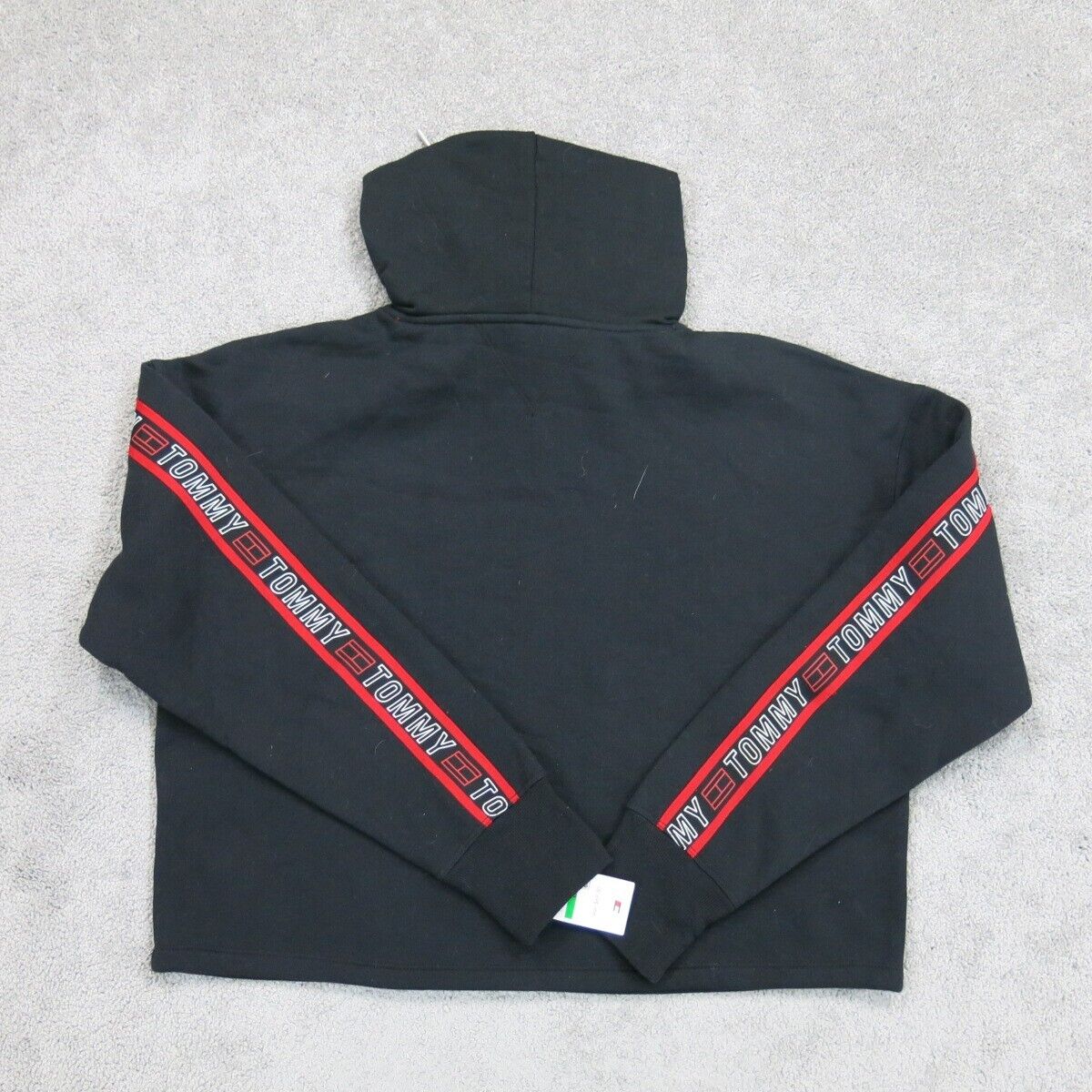 NWT Tommy Hilfiger Womens Sports Hoodie Sweatshirt Long Sleeve Black Size Large