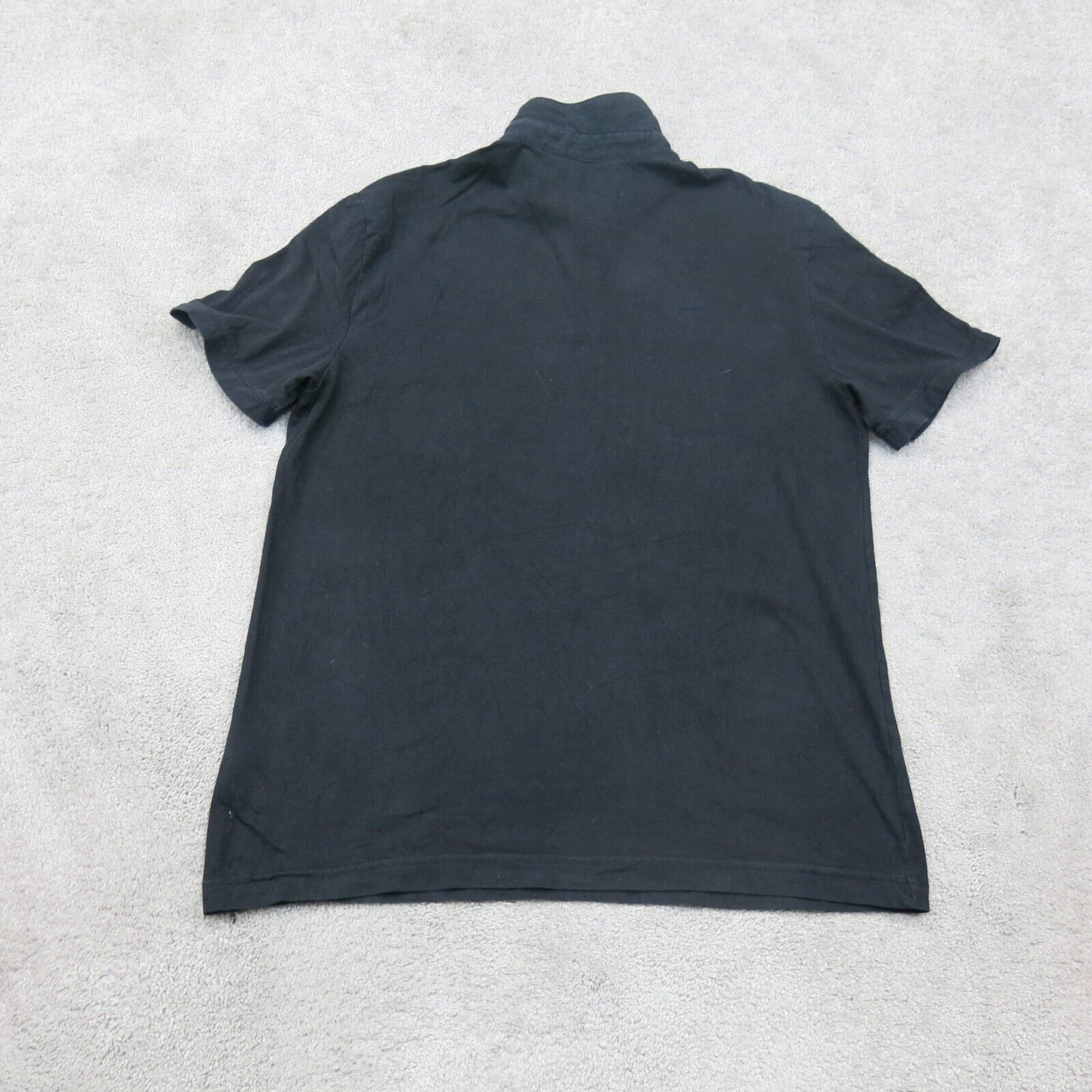 H&M Mens Polo Shirt Short Sleeves Collar Button Slim Fit Black Size Medium