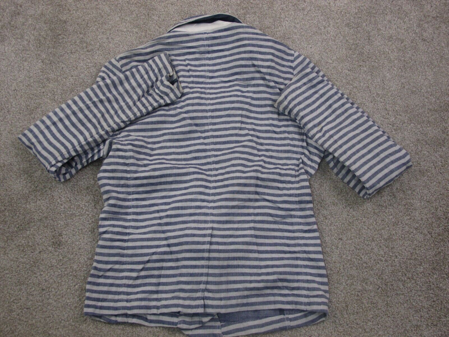 Gap Womens Blazer Jacket Single Breasted Long Sleeves Pockets Blue White Size 6