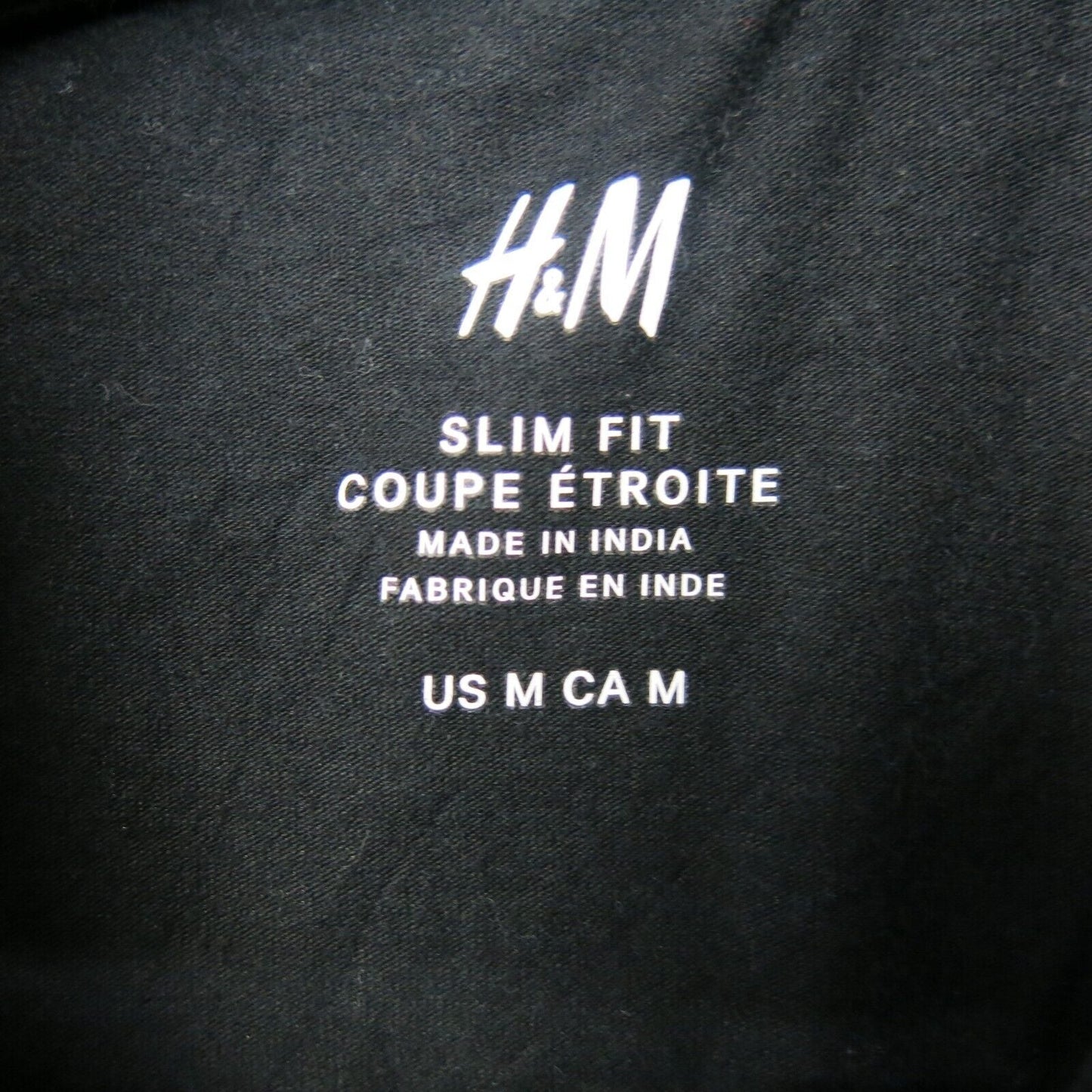 H&M Mens Polo Shirt Short Sleeves Collar Button Slim Fit Black Size Medium
