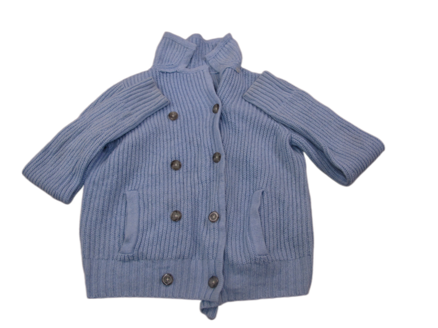 Lands End Womens Sweater Jacket Double Breasted Long Sleeves Blue Size S 6-8