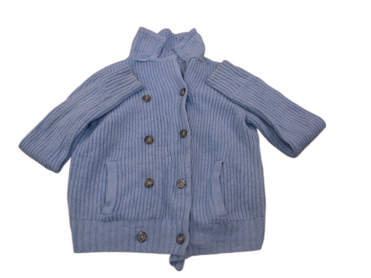 Lands End Womens Sweater Jacket Double Breasted Long Sleeves Blue Size S 6-8