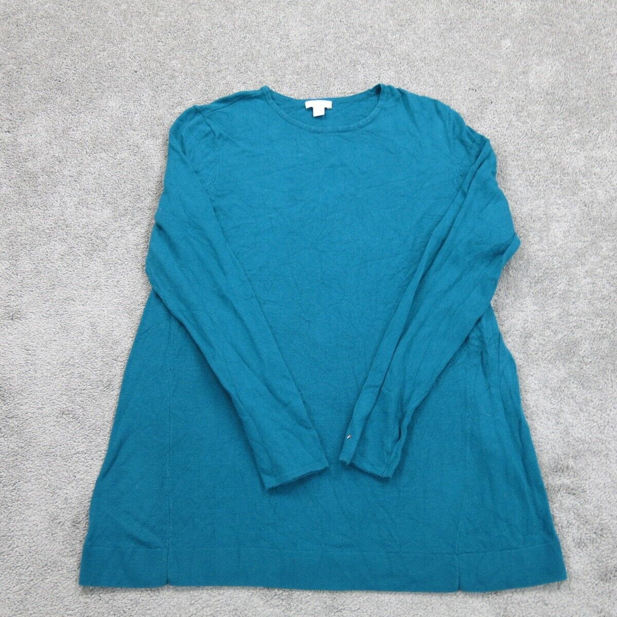 J. Jill Womens Sweater Knitted Crew Neck Long Sleeves Dark Aqua Blue Size Small