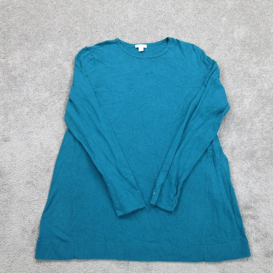 J. Jill Womens Sweater Knitted Crew Neck Long Sleeves Dark Aqua Blue Size Small