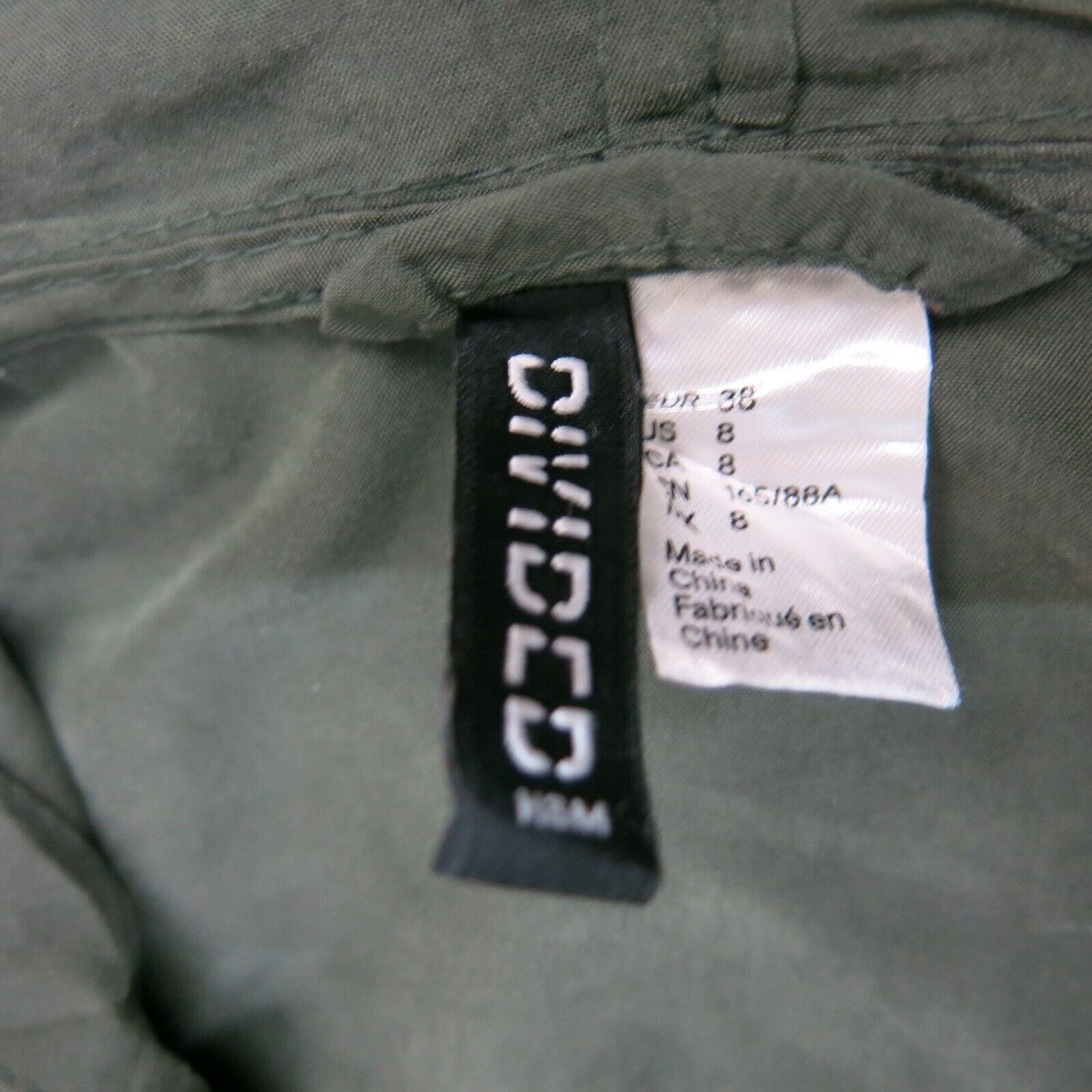 H&M Women Hooded Rain Coat Coat Full Zip Long Sleeve Pocket Olive Green Size 8
