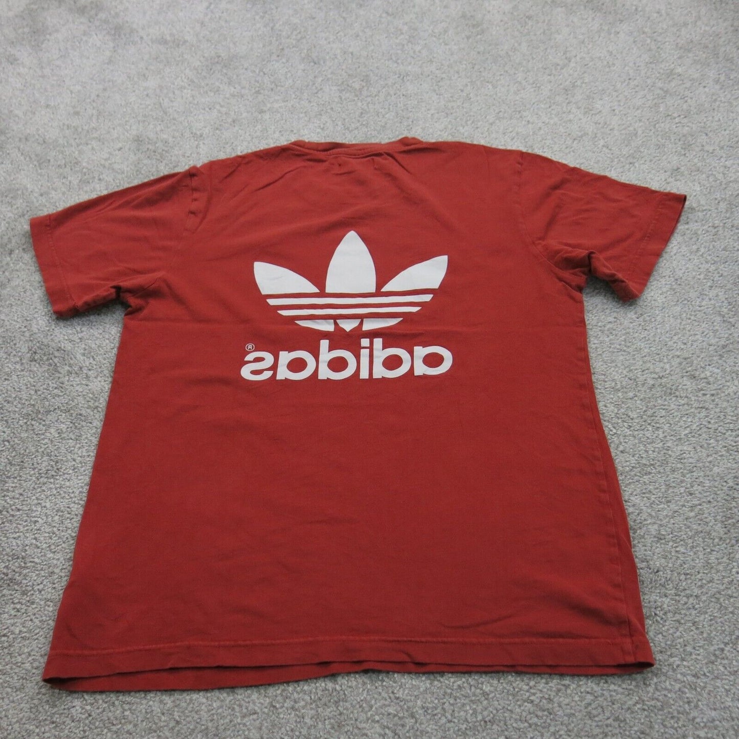 Adidas Mens Crew Neck T Shirt Graphic Tee Short Sleeve Logo Red Size Medium