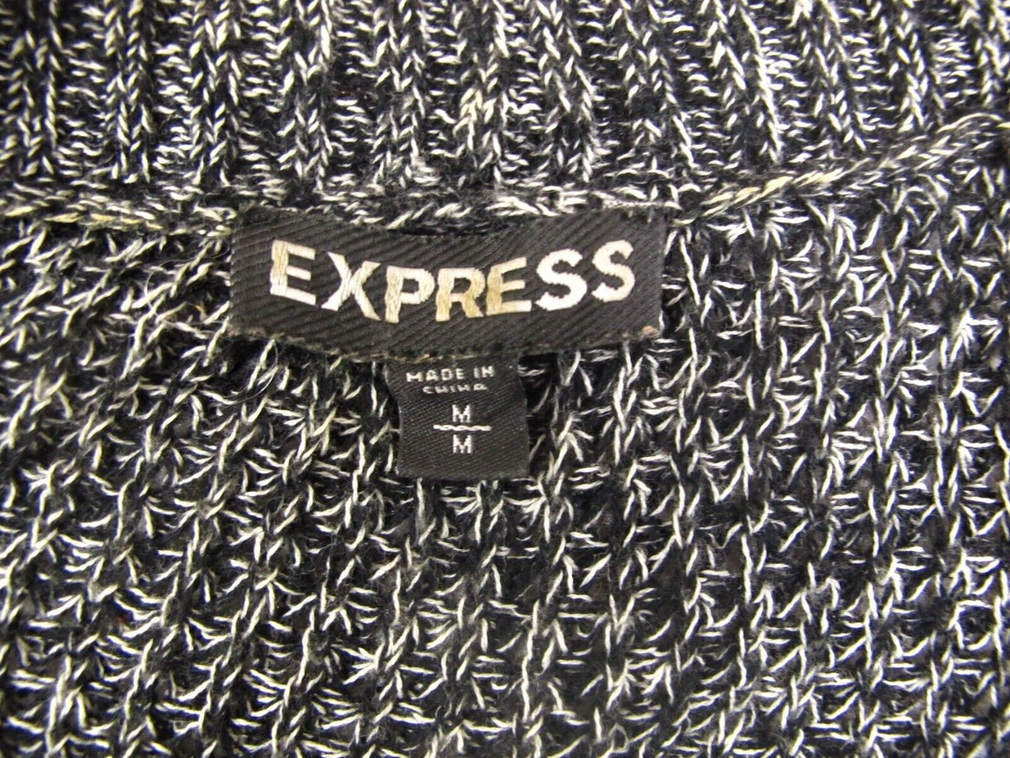 Express Womens Cardigan Knitted Sweater Long Sleeve Charcoal Black  Size Medium