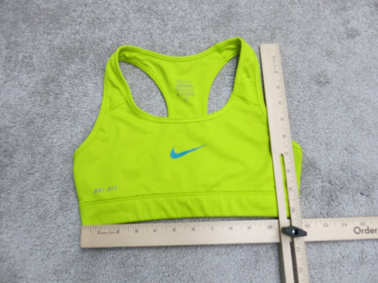 Nike Pro Dri Fit Womens Activewear Sports Bra Racerback Logo Green Size XS