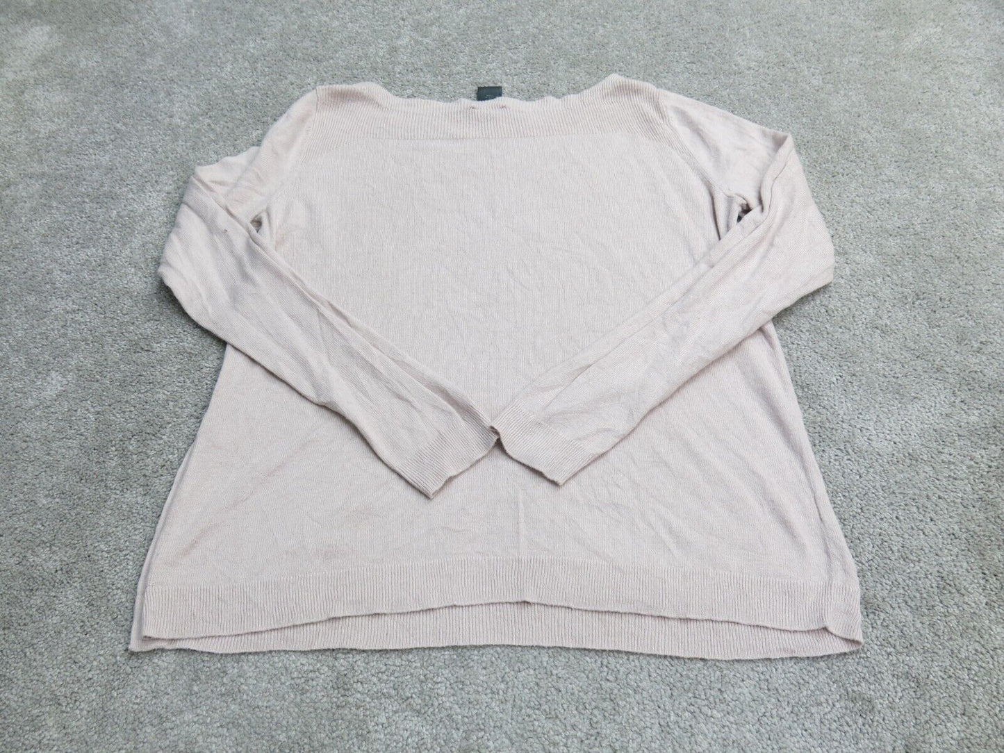 Ann Taylor Womens Pullover Knitted Sweater Long Sleeve Boat Neck Light Pink SZ M