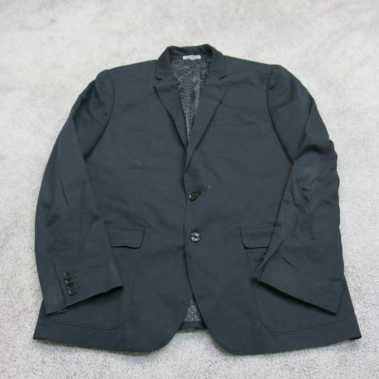 Express Mens Blazer Coat Fitted Single Breasted Long Sleeves Black Size 44R