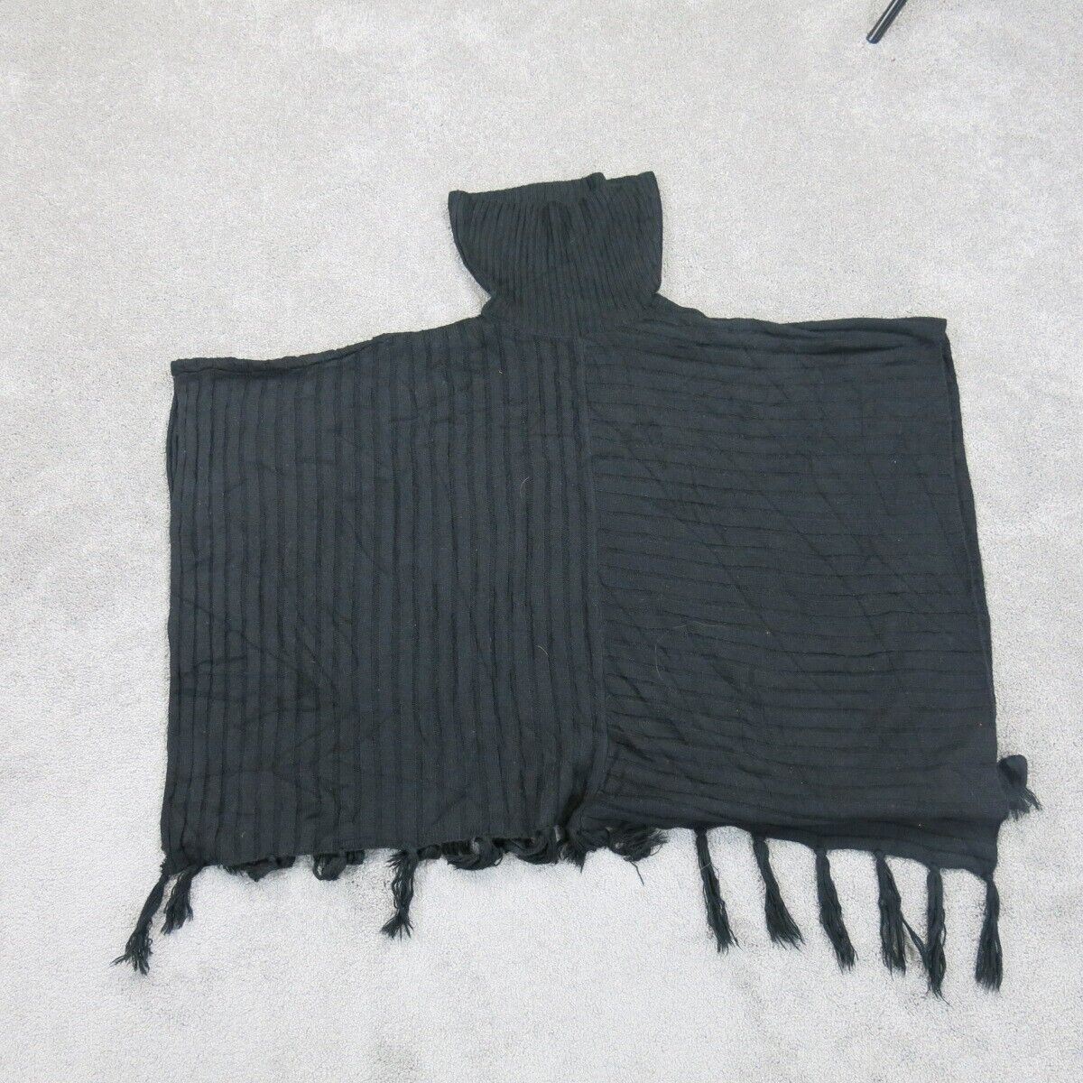 The Limited  Womens Knitted Poncho Top High Neck Raw Hem Black Size X Small