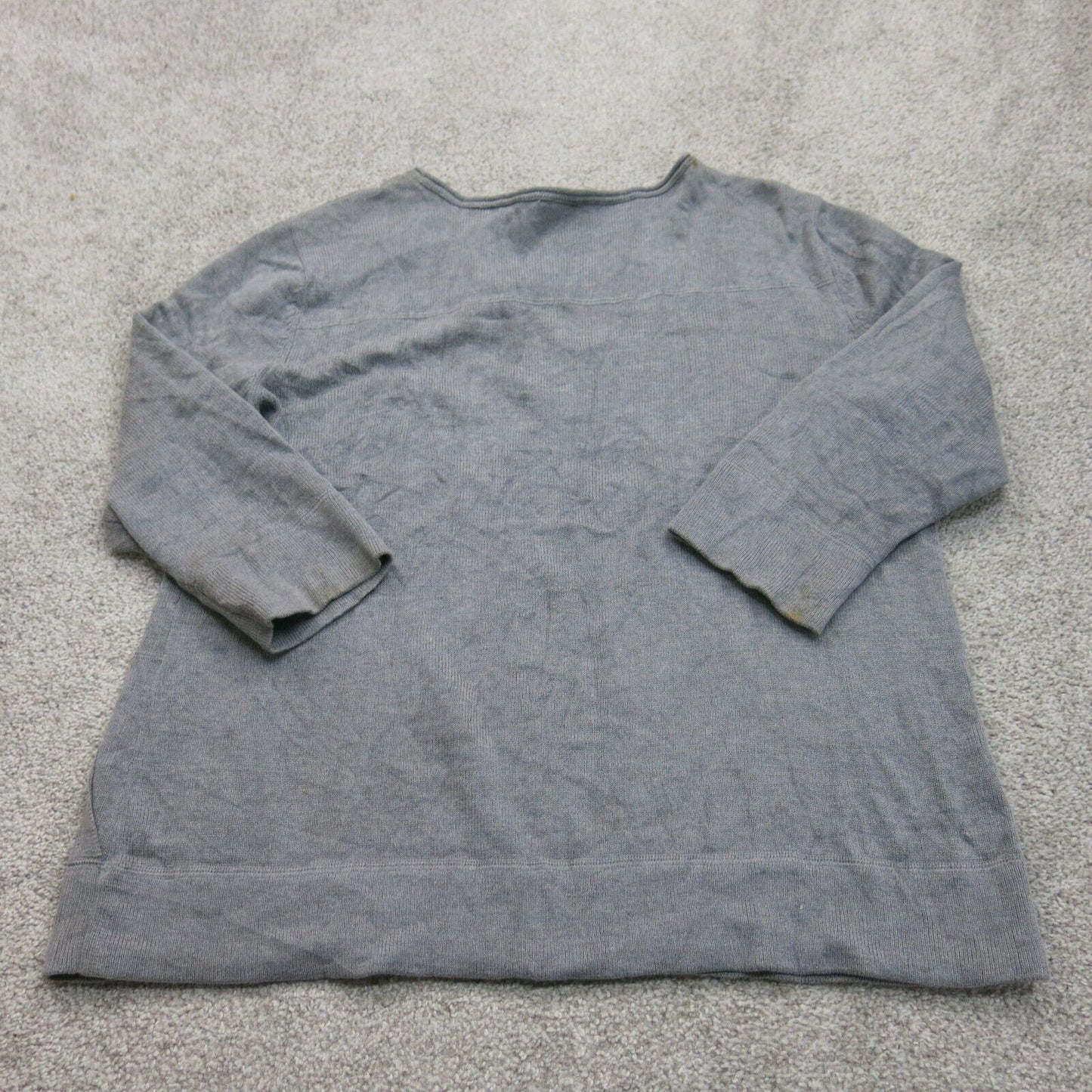 Talbots Womens Pullover Sweater Crew Neck Shoulder Zip Solid Gray Size X Large