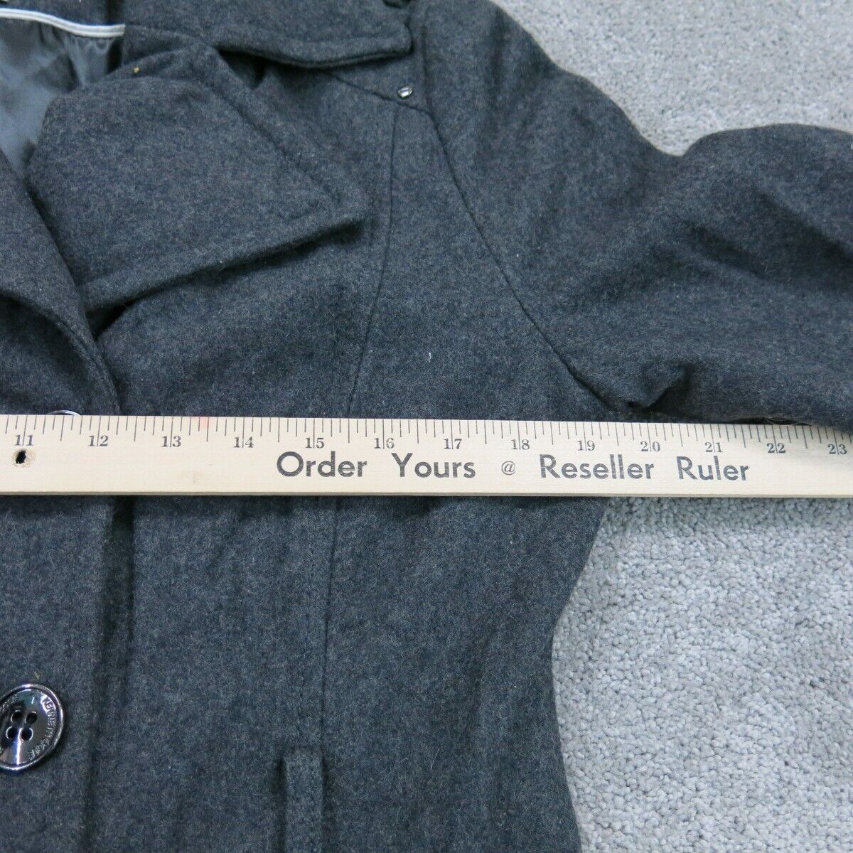 Kenneth Cole Womens Pea Trench Coat Double Breasted Long Sleeves Pockets Black 8