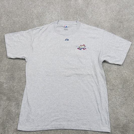 Majestic Tee Mens Heather Gray Large All Star Game Short Sleeve Crew Neck Cotton