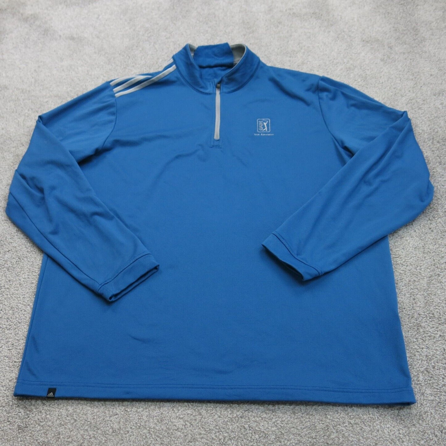 Adidas Mens Activewear Top3/4 Zip  Long Sleeve Mock Neck Blue Size X Large