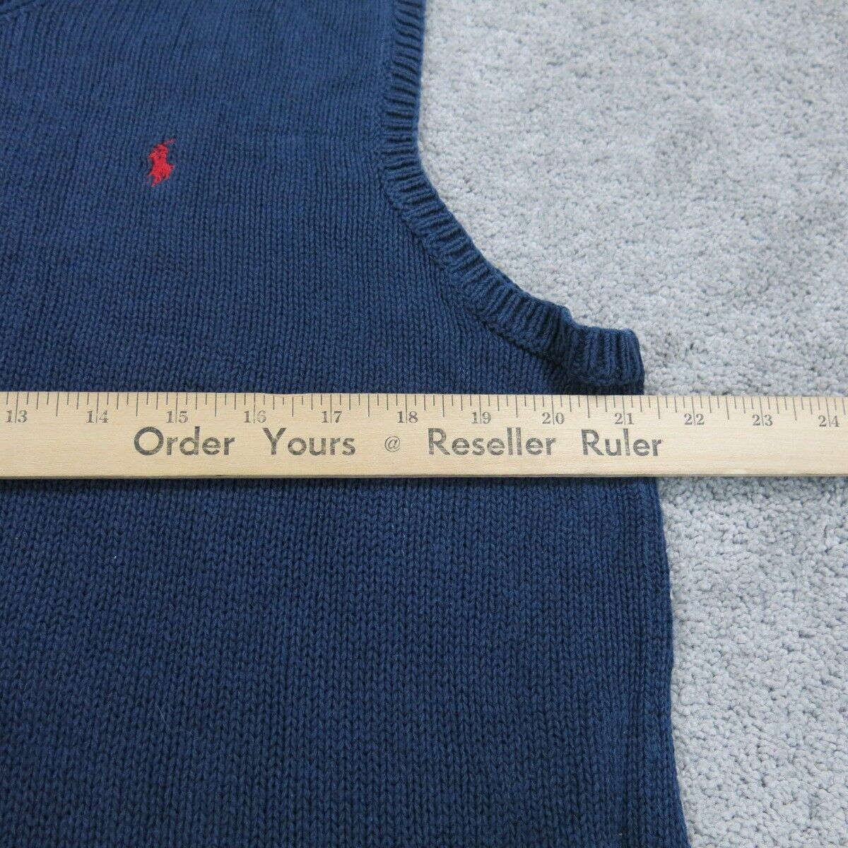 Polo Ralph Lauren Mens Pullover Sweater knitted Sleeveless V-Neck Blue Size L