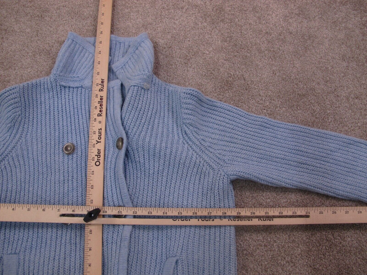 Lands End Womens Sweater Jacket Double Breasted Long Sleeves Blue Size S 6-8