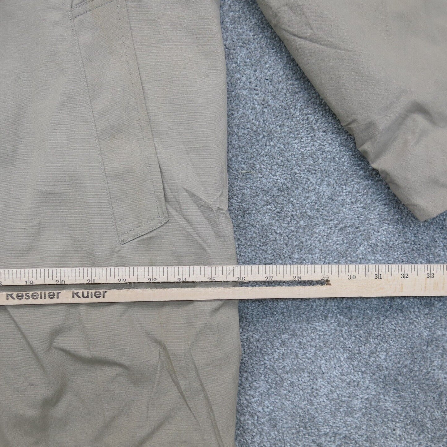 London Fog Mens Overcoat Long Sleeves Pockets Beige Size 44 Long
