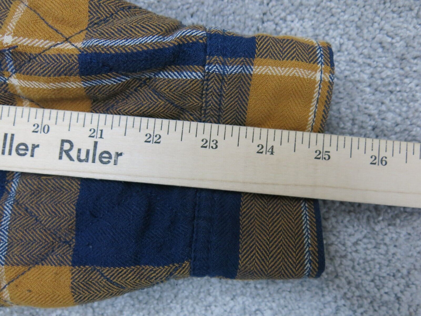 George Men Windbreaker Jacket Coat Front Button Long Sleeves Blue Brown Size L