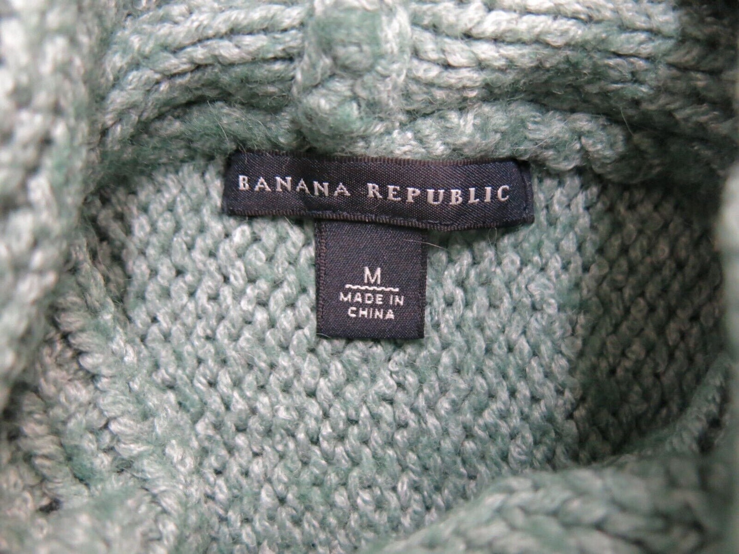 Banana Republic Womens Pullover Knitted Sweater Turtle Neck Long Sleeve Green M
