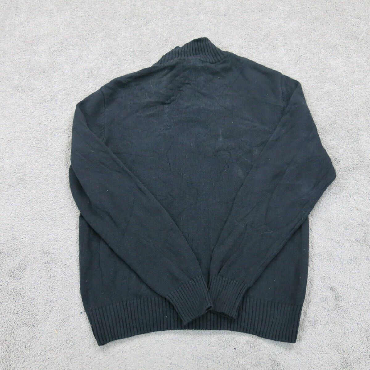 Dockers Men Full Zip Up Sweater Knitted Mock Neck Long Sleeves Blue Size Medium