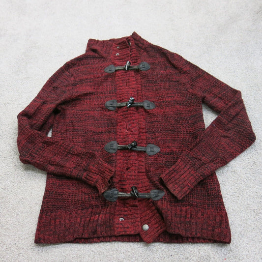 Express Womens Cardigan Sweater Buckle Front Long Sleeves Maroon Red Size Small