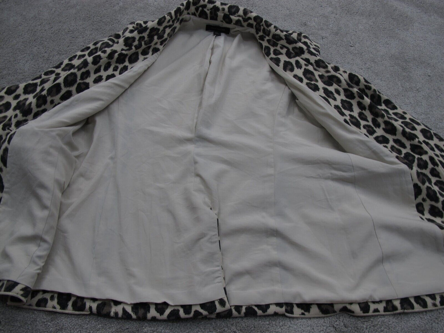 Ann Taylor Women Blazer Coat Single Breasted Leopard Print Brown White Size 6