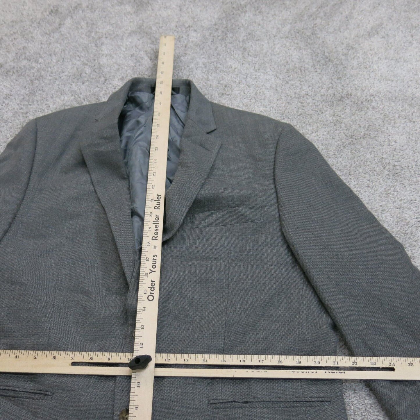 Lauren Ralph Lauren Mens Blazer Jacket Front Button Long Sleeves Gray Size 43R