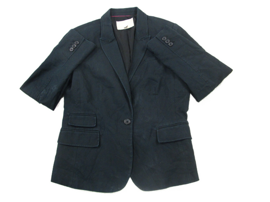 Banana Republic Womens Blazer Coat Single Breasted Pockets Black Size 12