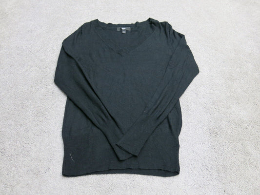Mossimo Womens Pullover Knitted Sweater V Neck Long Sleeve Black Size Small
