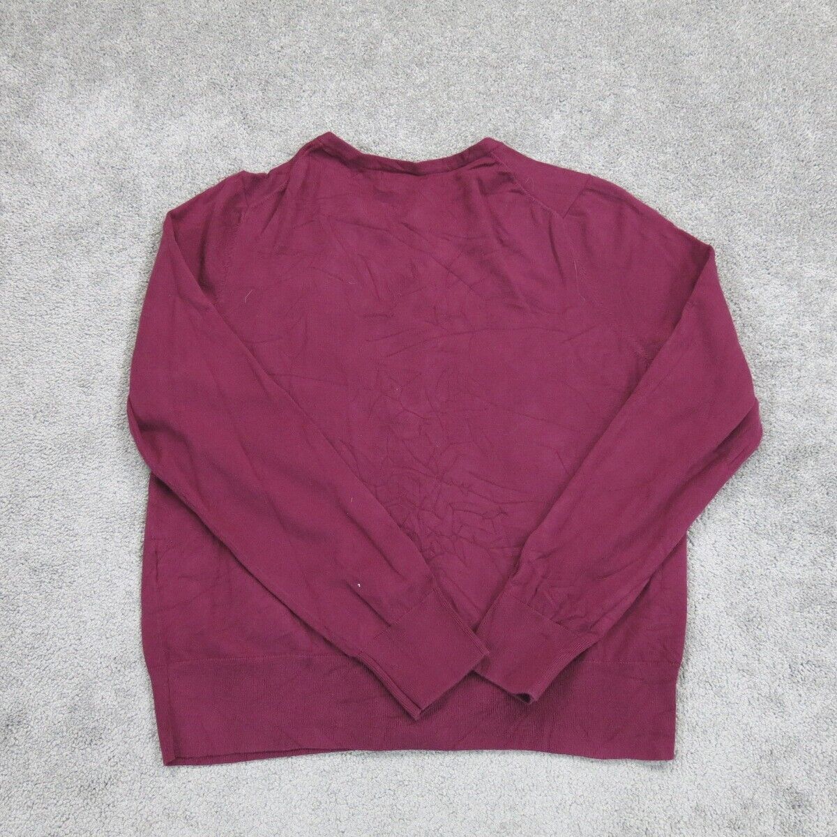 Lands End Womens Cardigan Sweater Knitted Font Button Long Sleeve Maroon Size L