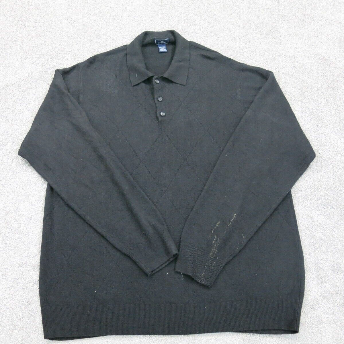 Dockers Mens Pullover Sweater Collared Front Button Long Sleeves Black Size 3X