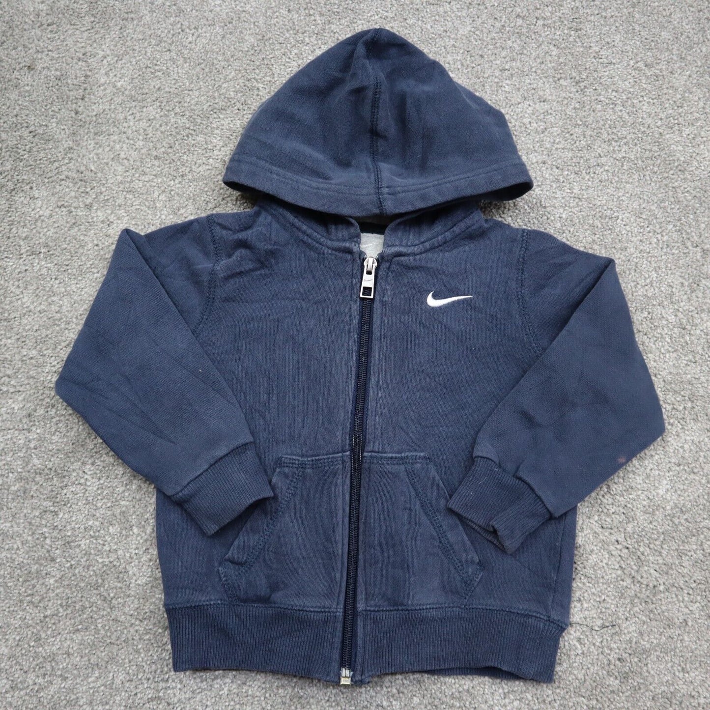 Nike Hoodie Jacket Boys Size 2T Blue Navy Full Zip Up Long Sleeve Solid Logo