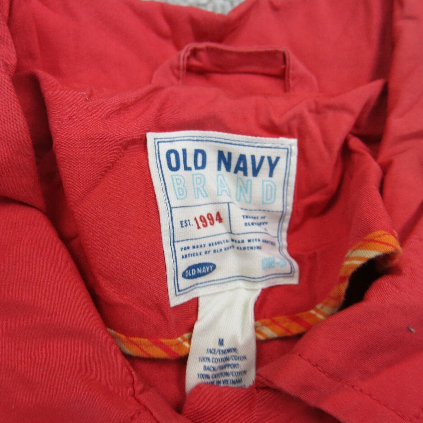 Old Navy Women Trench Coat Long Sleeve Pocket 100% Cotton Red Size Medium
