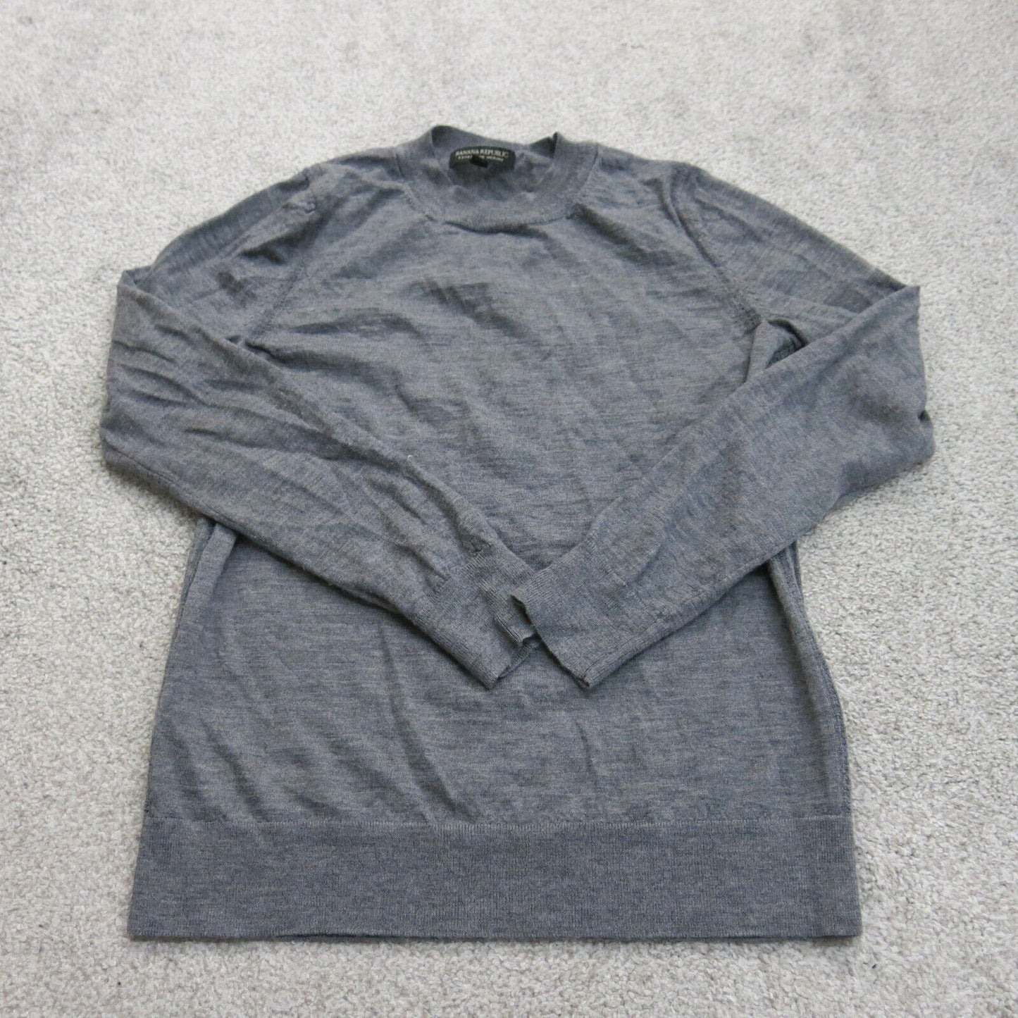 Banana Republic Womens Pullover Sweater Crew Neck Solid Heather Gray Size Medium