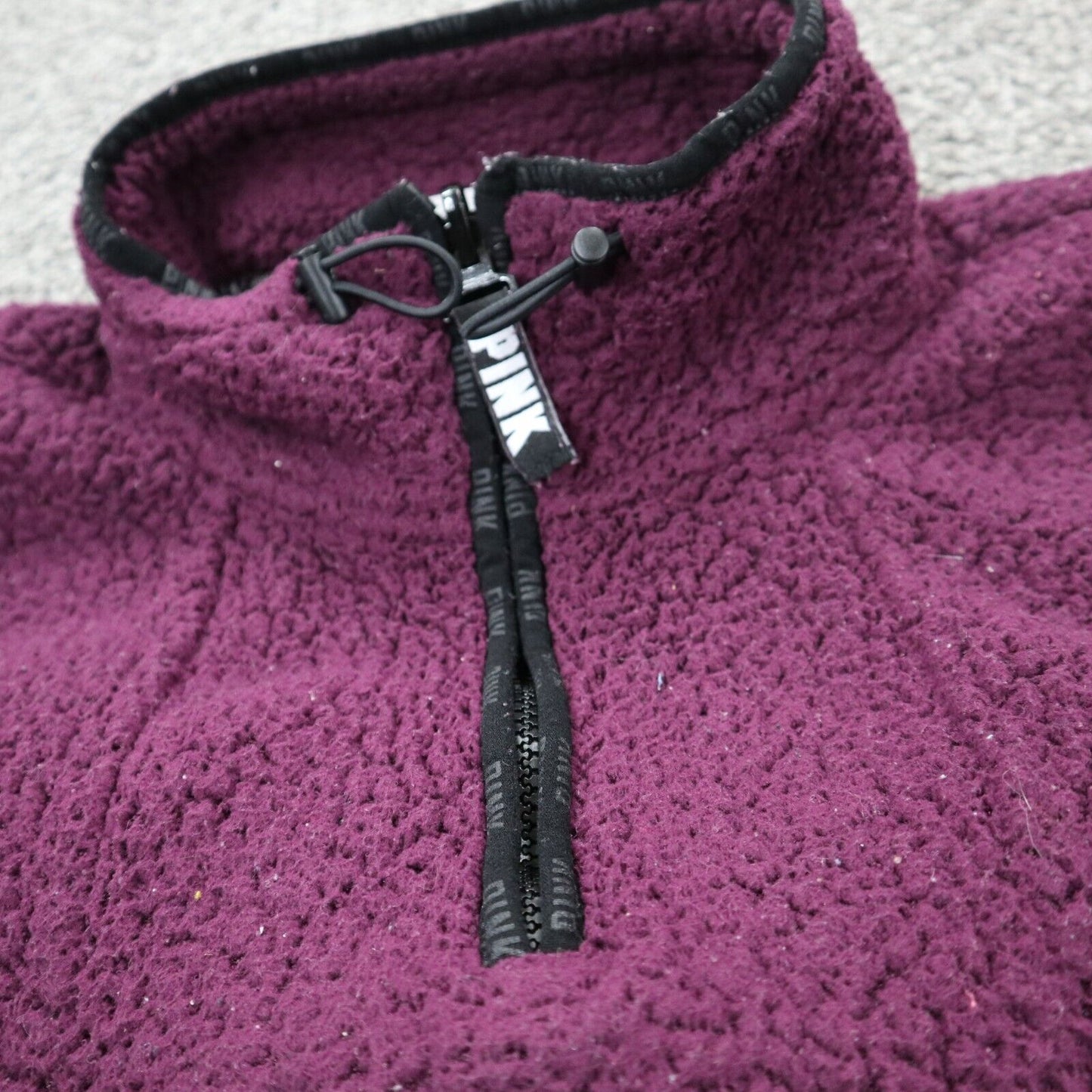 Pink Victorias Secret Womens Sweatshirt 1/4 Zip Long Sleeve Pocket Red SZ Small