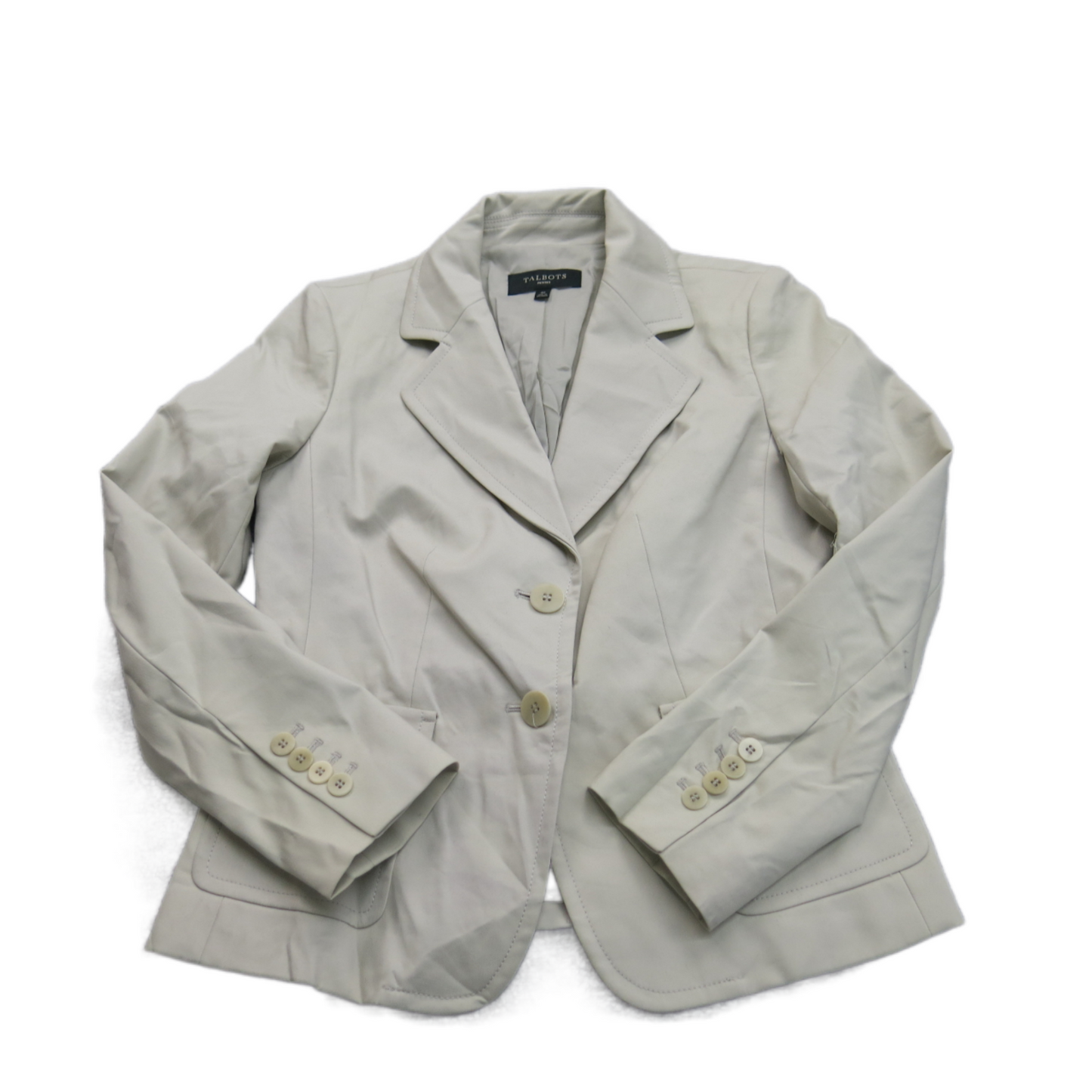 Talbots Womens Blazer Coat Single Breasted Long Sleeve Pockets Ivory Size 4P