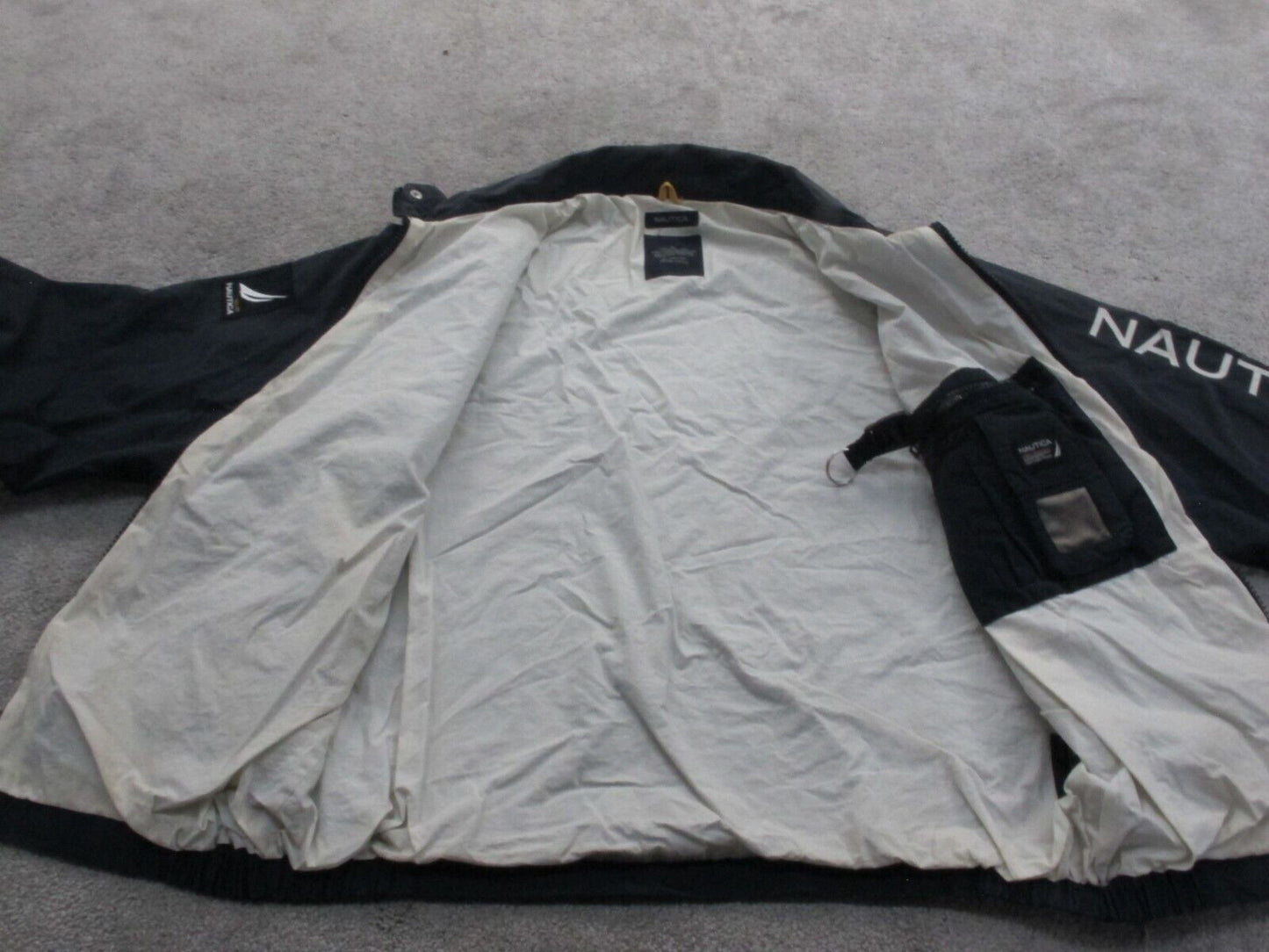 Nautica Mens Bomber Jacket Full Zip Up Long Sleeves Pockets Blue Size Large