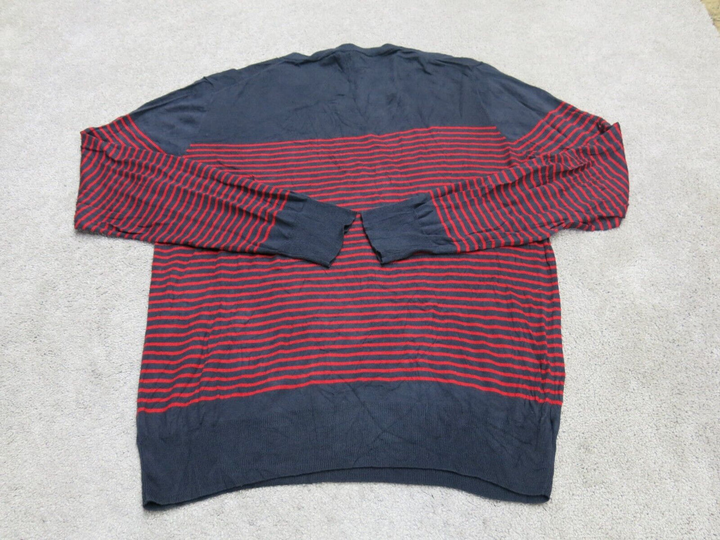 J.Crew Mens Sweater Crew Neck Striped  Pullover Long Sleeves Red Blue Size Large